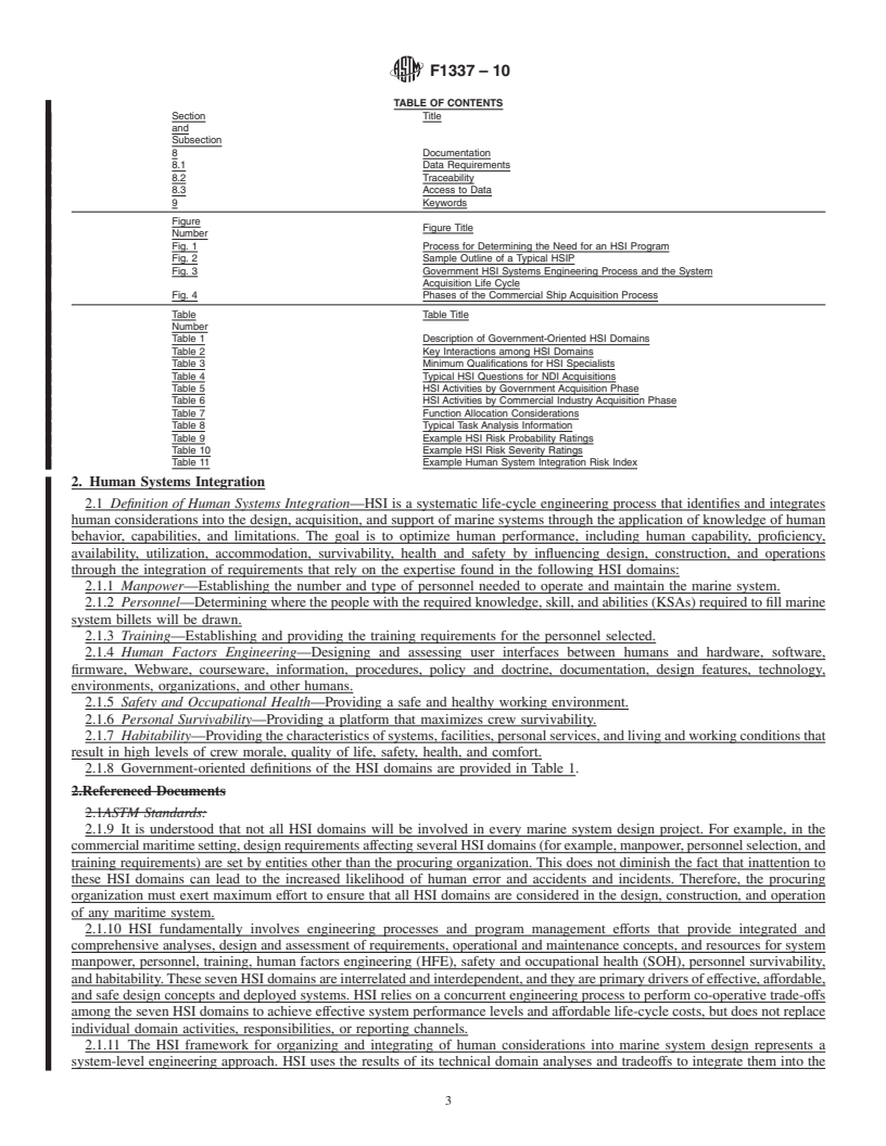 REDLINE ASTM F1337-10 - Standard Practice for Human Engineering Program Requirements for Ships and Marine Systems, Equipment, and Facilities