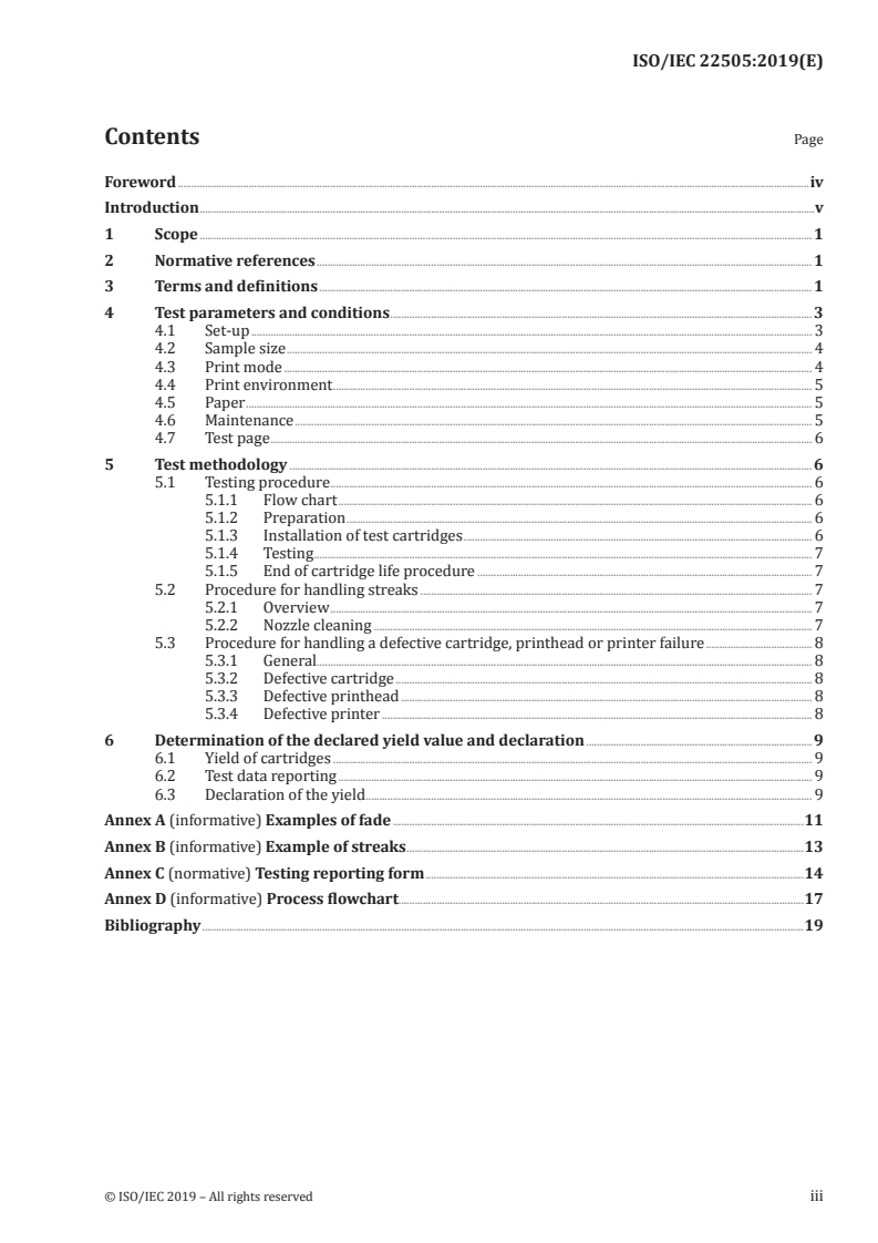 ISO/IEC 22505:2019 - Information technology — Method for the determination of ink cartridge yield for monochrome inkjet printers and multi-function devices that contain inkjet printer components
Released:12/16/2019