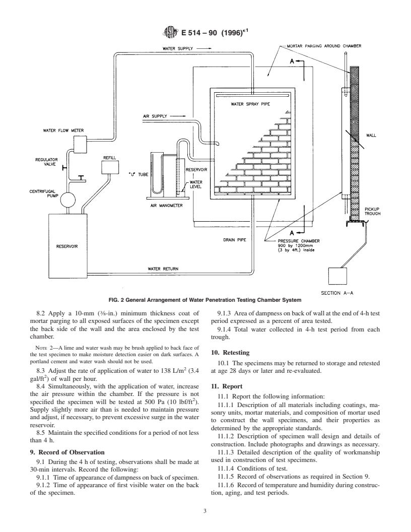 ASTM E514-90(1996)e1 - Standard Test Method for Water Penetration and Leakage Through Masonry