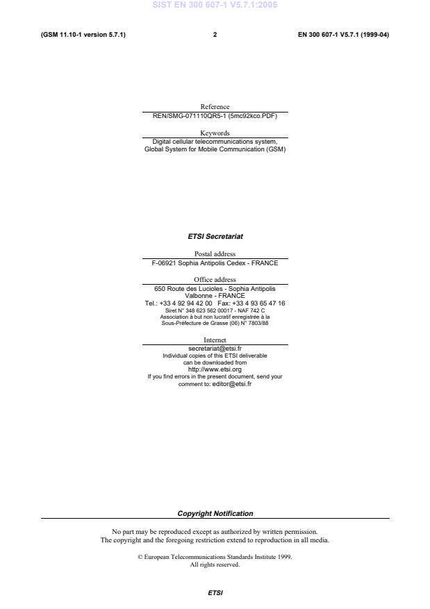 SIST EN 300 607-1 V5.7.1:2005 SIST EN 300 607-1 V5.7.1:2005 - Page 4 preview