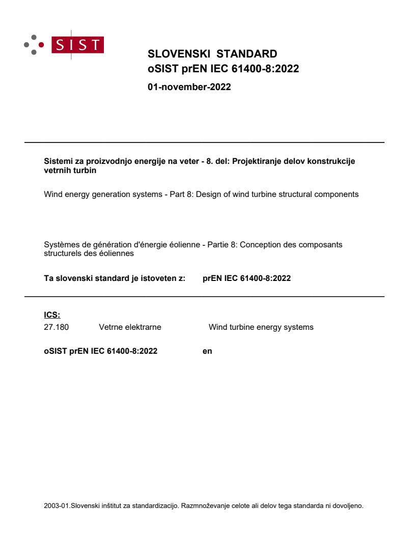 prEN IEC 61400-8:2022 - BARVE