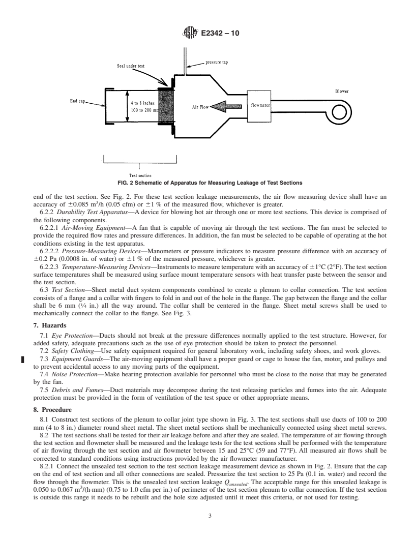 REDLINE ASTM E2342-10 - Standard Test Method for Durability Testing of Duct Sealants