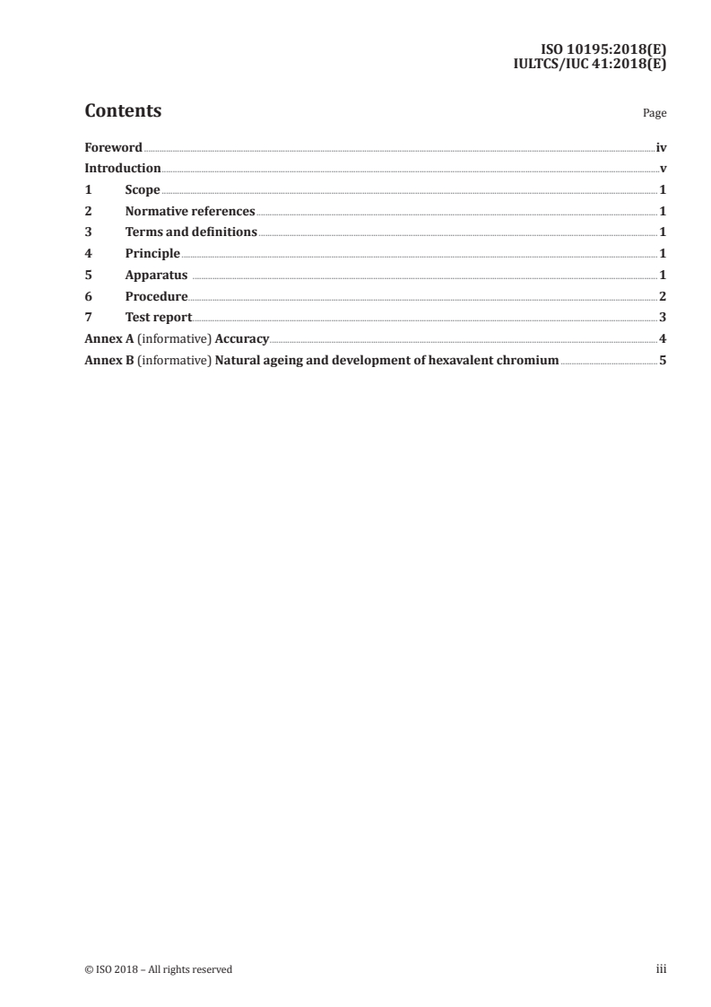 ISO 10195:2018 - Leather — Chemical determination of chromium(VI) content in leather — Thermal pre-ageing of leather and determination of hexavalent chromium
Released:5/29/2018