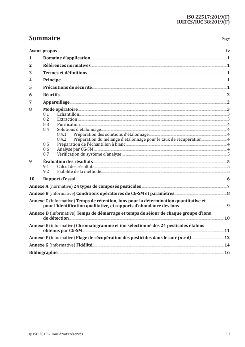 ISO 22517:2019 - Cuir — Essais chimiques — Détermination de la teneur en résidus de pesticides
Released:5/9/2019