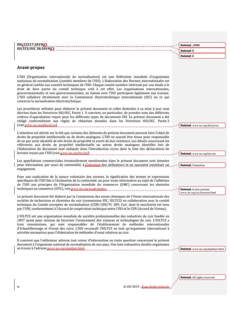 ISO 22517:2019 REDLINE ISO 22517:2019 - Leather — Chemical tests — Determination of pesticide residues content
Released:5/9/2019 - Page 4 preview