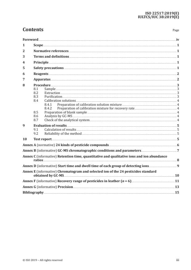 ISO 22517:2019 - Leather -- Chemical tests -- Determination of pesticide residues content