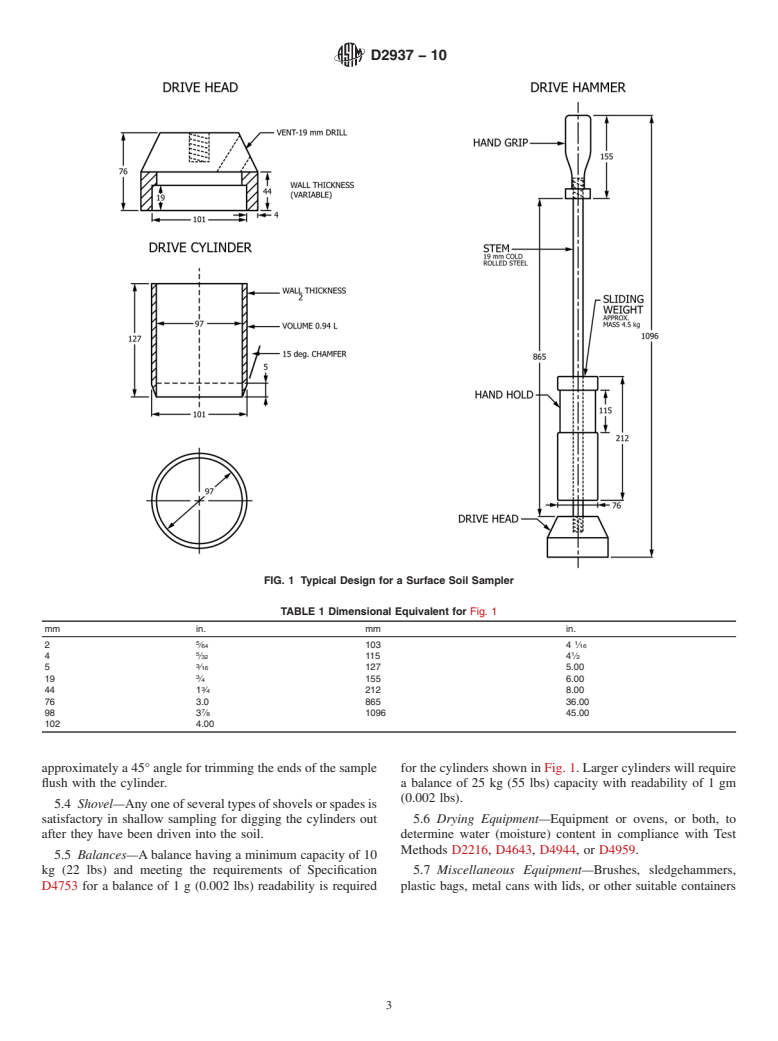 ASTM D2937-10 - Standard Test Method for Density of Soil in Place by the Drive-Cylinder Method