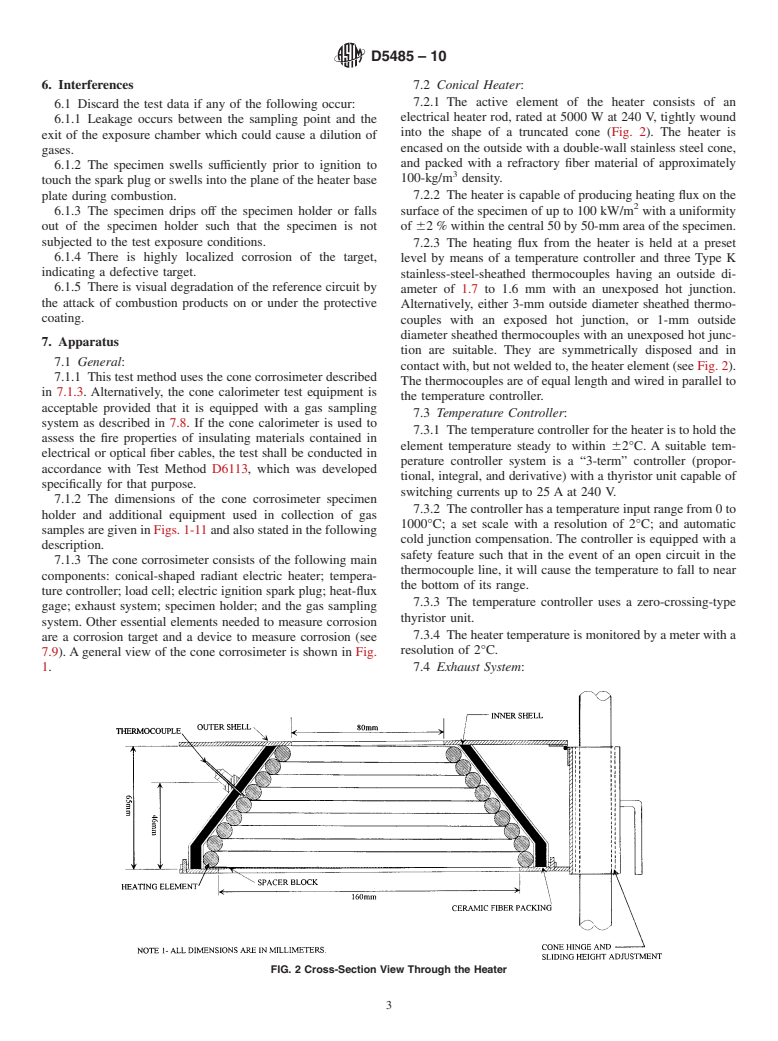 ASTM D5485-10 - Standard Test Method for Determining the Corrosive Effect of Combustion Products Using the Cone Corrosimeter