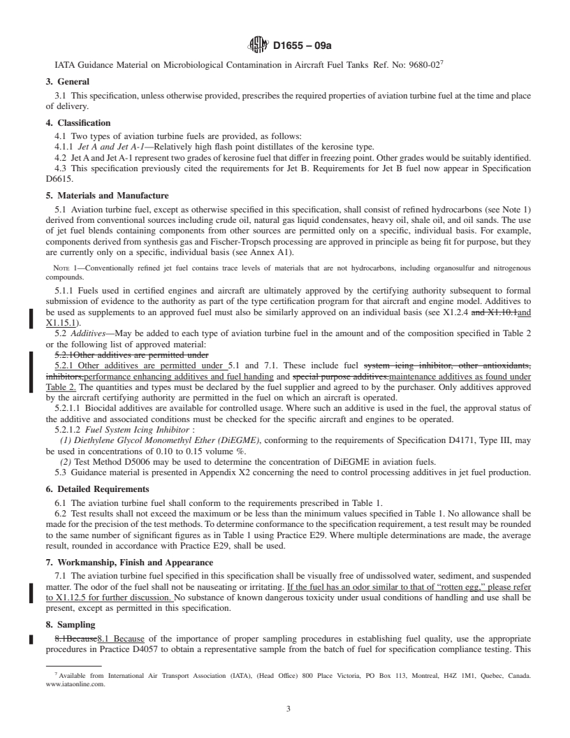 REDLINE ASTM D1655-09a - Standard Specification for Aviation Turbine Fuels