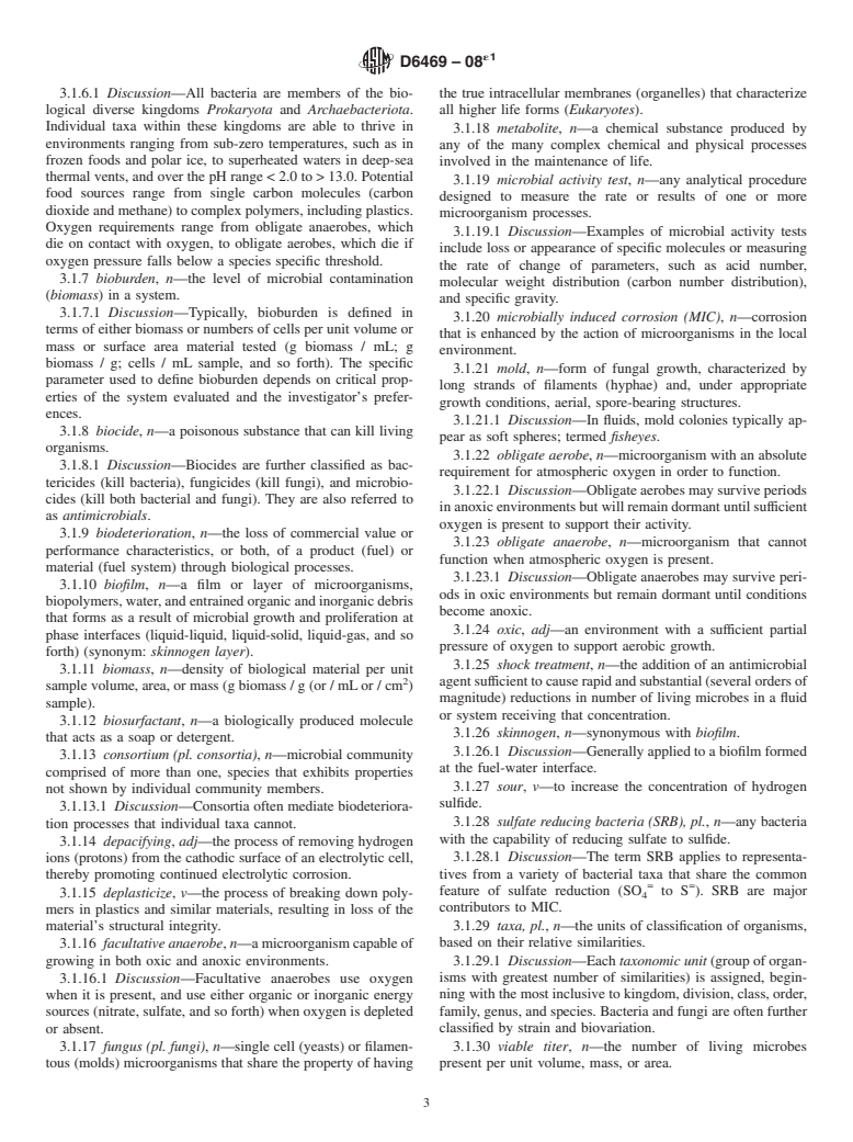 ASTM D6469-08e1 - Standard Guide for Microbial Contamination in Fuels and Fuel Systems