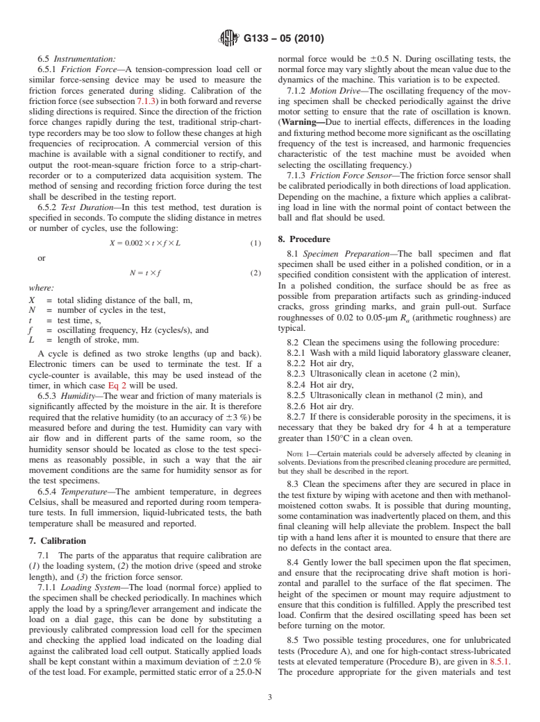 ASTM G133-05(2010) - Standard Test Method for Linearly Reciprocating Ball-on-Flat Sliding Wear