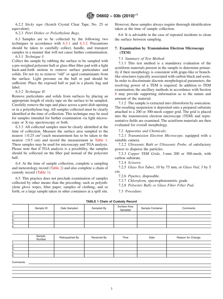 ASTM D6602-03b(2010)e1 - Standard Practice for Sampling and Testing of Possible Carbon Black Fugitive Emissions or Other Environmental Particulate, or Both