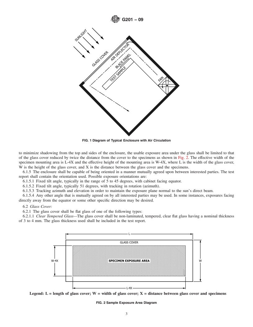 REDLINE ASTM G201-09 - Standard Practice for Conducting Exposures in Outdoor Glass-Covered Exposure Apparatus with Air Circulation