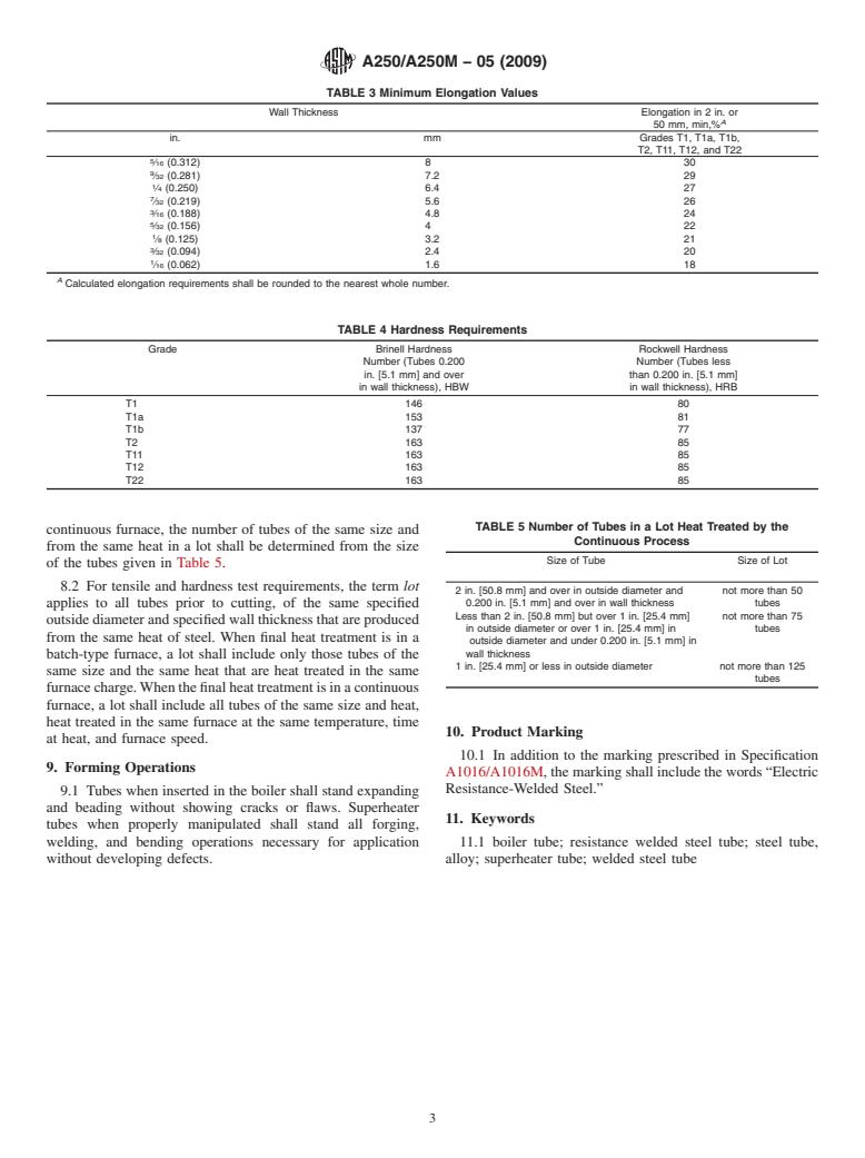 ASTM A250/A250M-05(2009) - Standard Specification for Electric-Resistance-Welded Ferritic Alloy-Steel Boiler and Superheater Tubes