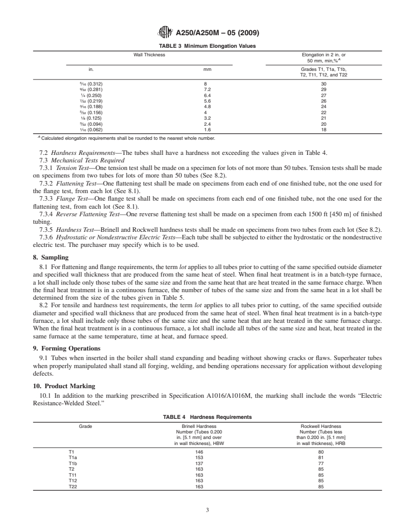 REDLINE ASTM A250/A250M-05(2009) - Standard Specification for Electric-Resistance-Welded Ferritic Alloy-Steel Boiler and Superheater Tubes