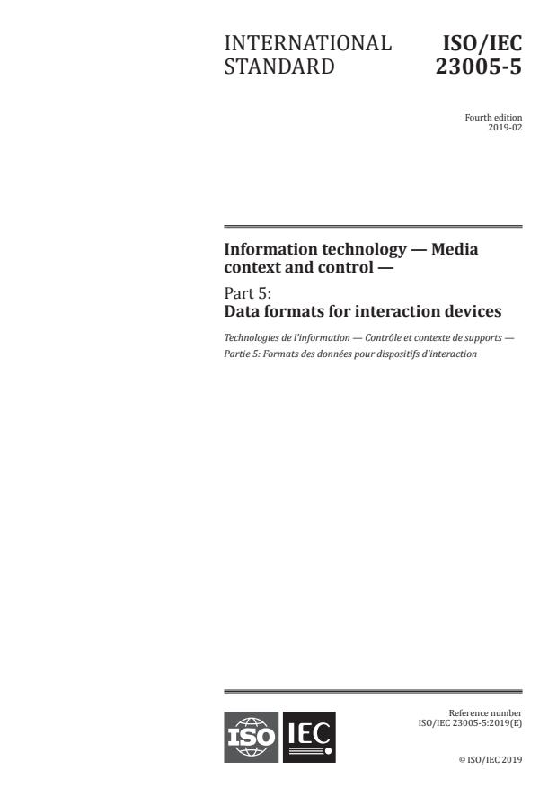 ISO/IEC 23005-5:2019 - Information technology -- Media context and control