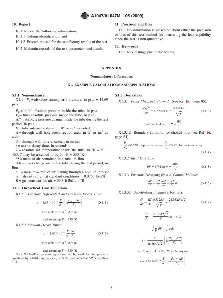 ASTM A1047/A1047M-05(2009) - Standard Test Method for Pneumatic Leak Testing of Tubing