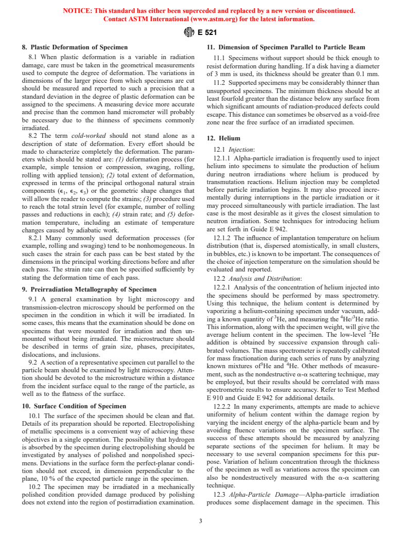 ASTM E521-96 - Standard Practice for Neutron Radiation Damage Simulation by Charged-Particle Irradiation