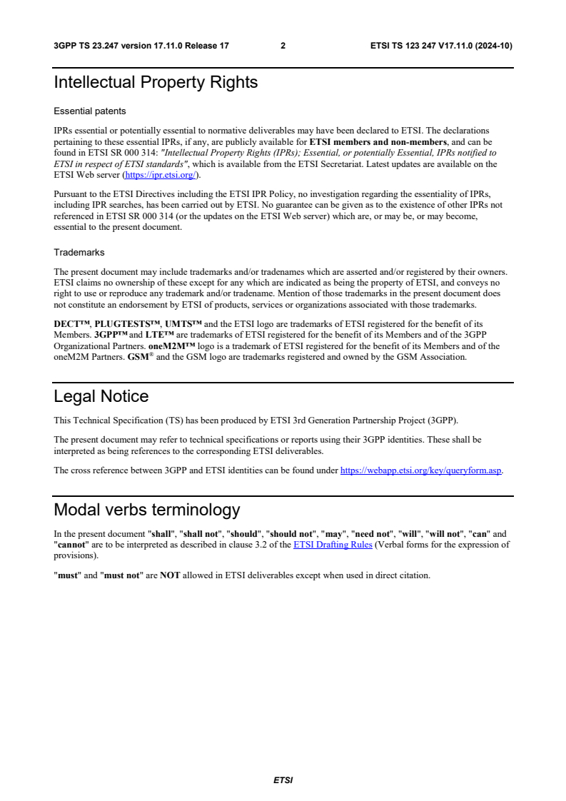 ETSI TS 123 247 V17.11.0 (2024-10) - 5G; Architectural enhancements for 5G multicast-broadcast services (3GPP TS 23.247 version 17.11.0 Release 17)