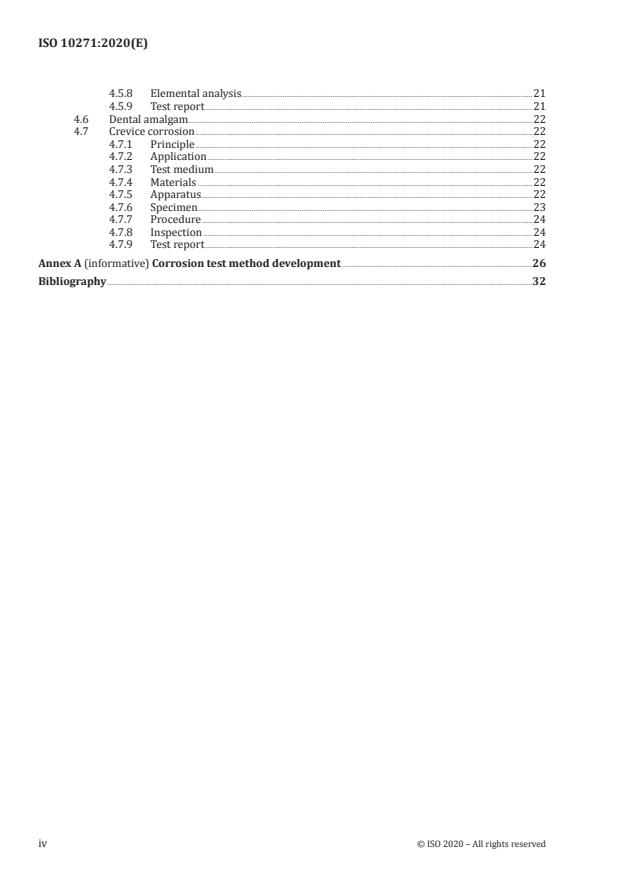 ISO 10271:2020 ISO 10271:2020 - Dentistry -- Corrosion test methods for metallic materials - Page 4 preview