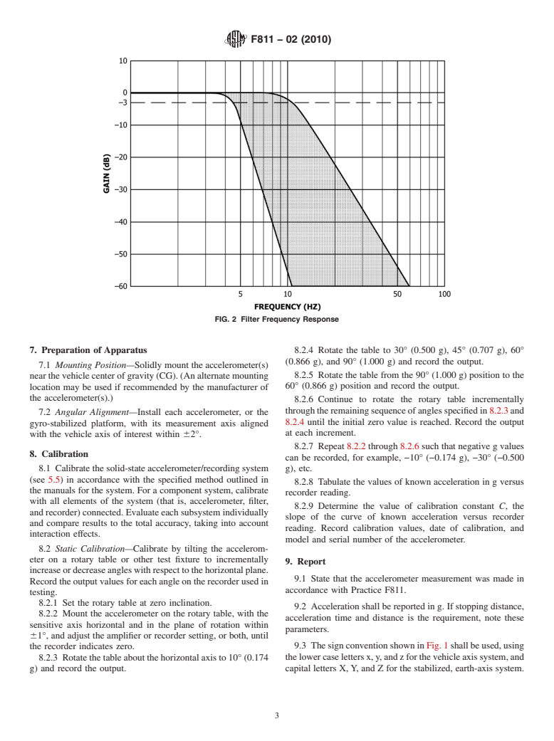 ASTM F811-02(2010) - Standard Practice for Accelerometer Use in Vehicles for Tire Testing