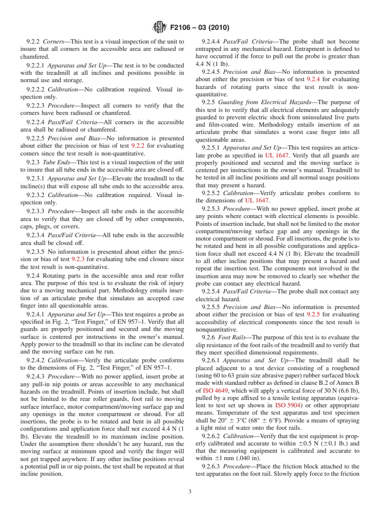 ASTM F2106-03(2010) - Standard Test Methods for Evaluating Design and Performance Characteristics of Motorized Treadmills