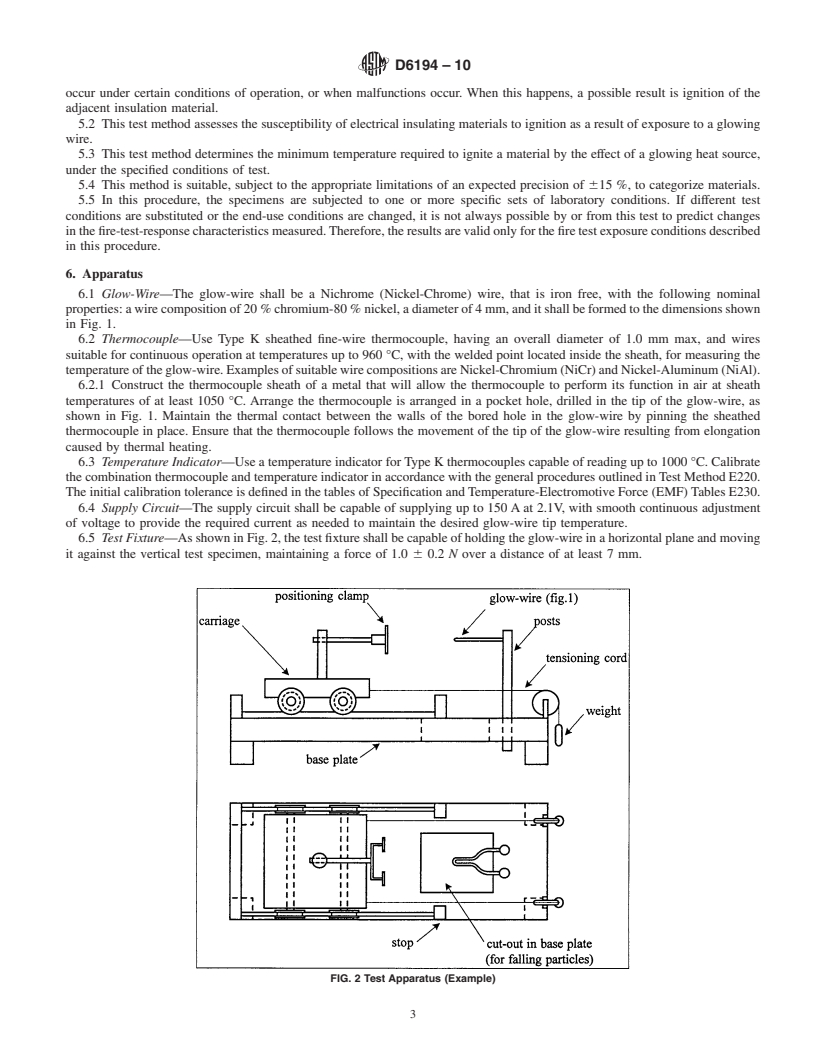 REDLINE ASTM D6194-10 - Standard Test Method for Glow-Wire Ignition of Materials