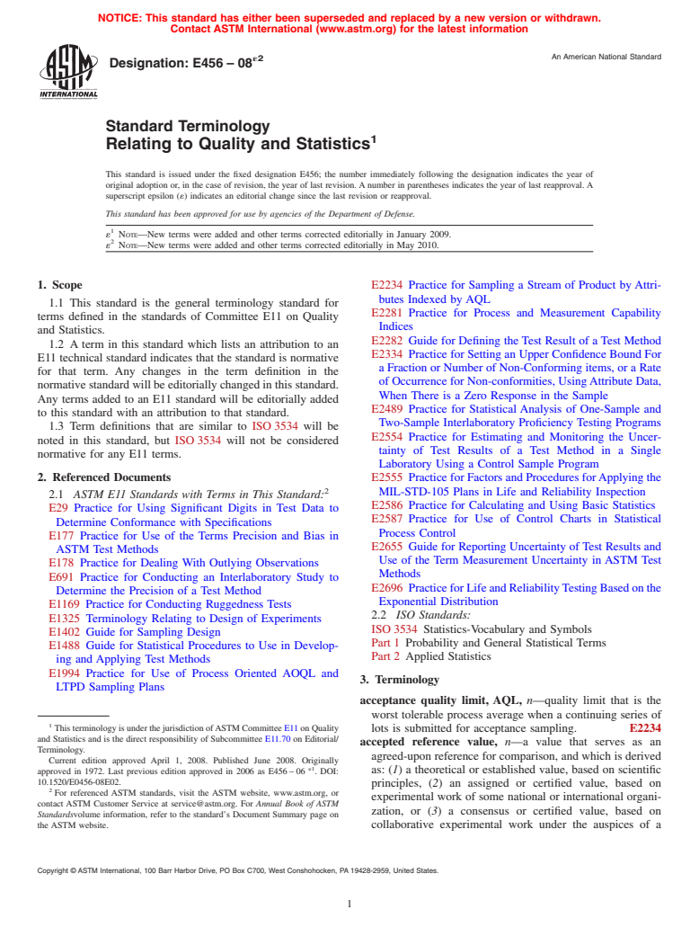 ASTM E456-08e2 - Standard Terminology  Relating to Quality and Statistics