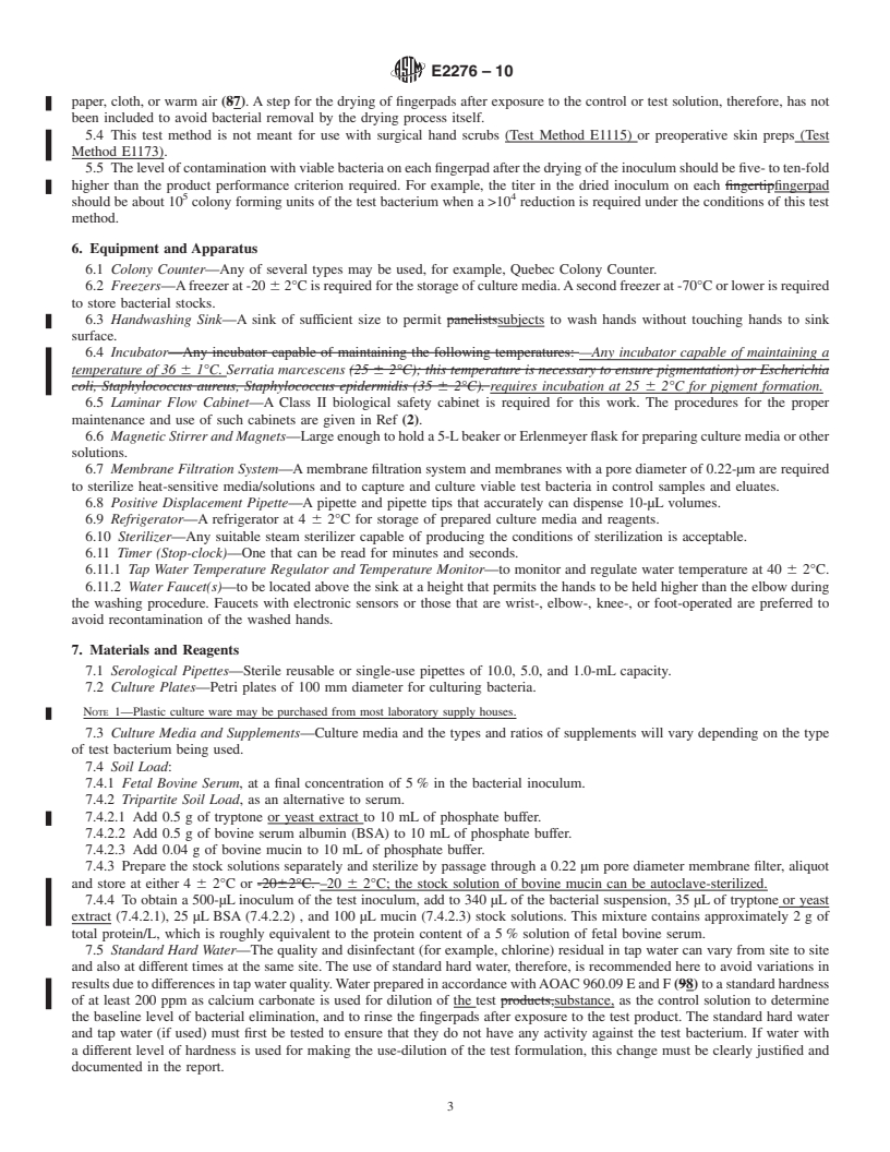 REDLINE ASTM E2276-10 - Standard Test Method for Determining the Bacteria-Eliminating Effectiveness of Hygienic Handwash and Handrub Agents Using the Fingerpads of Adults