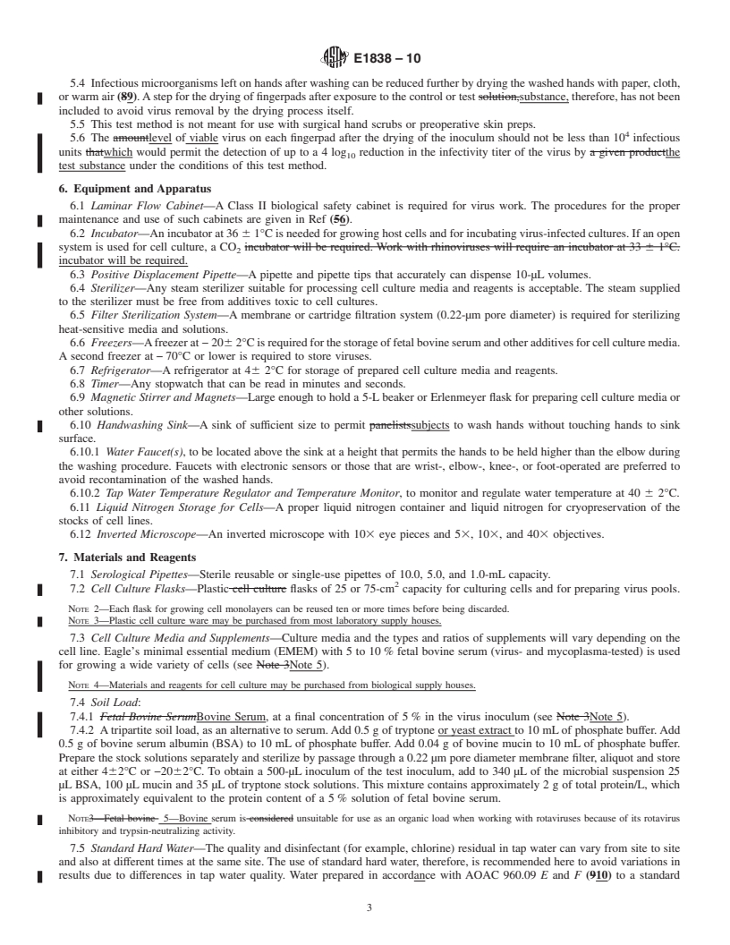 REDLINE ASTM E1838-10 - Standard Test Method for  Determining the Virus-Eliminating Effectiveness of Hygienic Handwash and Handrub Agents Using the Fingerpads of Adults