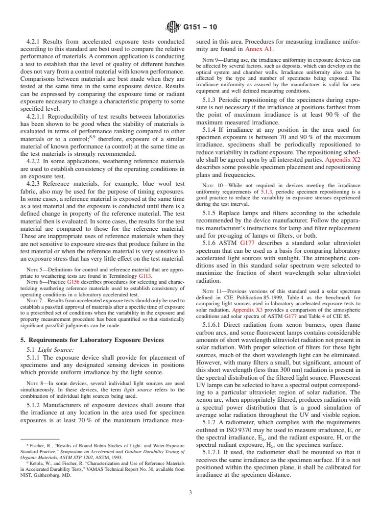 ASTM G151-10 - Standard Practice for Exposing Nonmetallic Materials in Accelerated Test Devices that Use Laboratory Light Sources