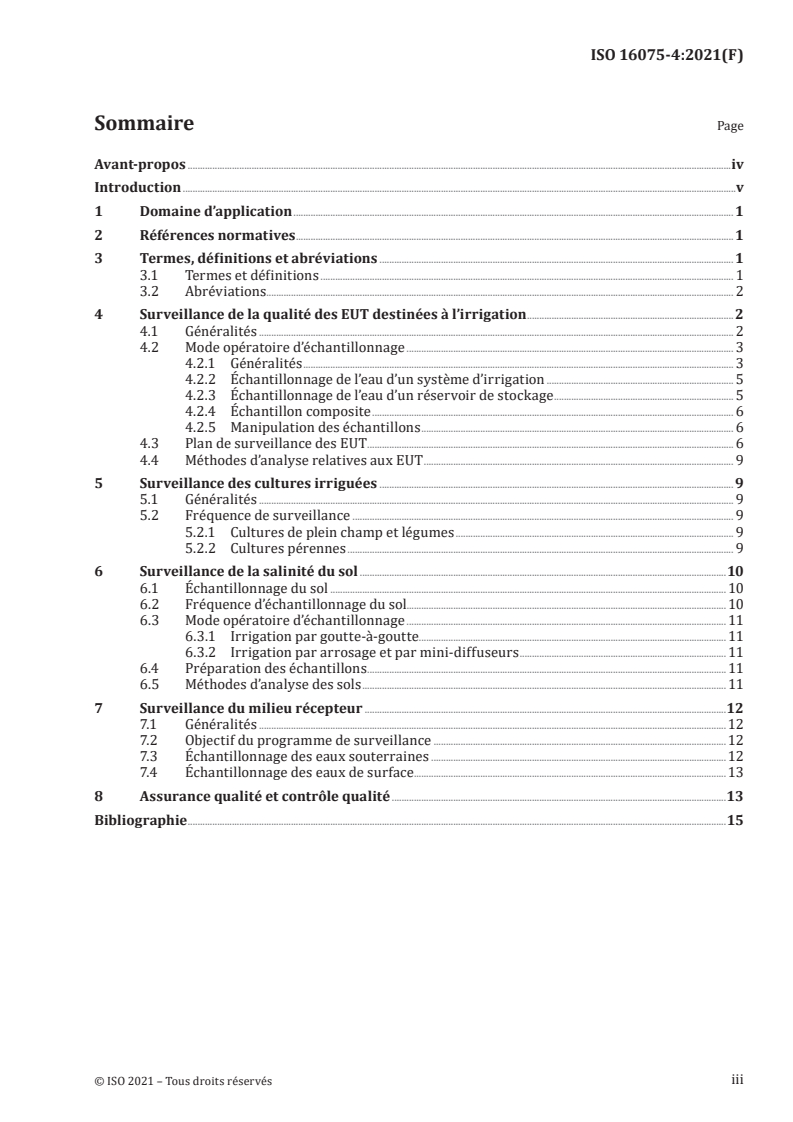ISO 16075-4:2021 - Lignes directrices pour l'utilisation des eaux usées traitées en irrigation — Partie 4: Surveillance
Released:11/18/2021