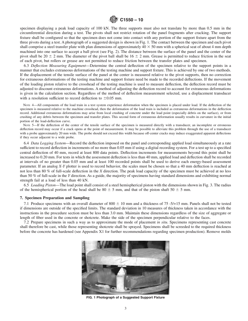 REDLINE ASTM C1550-10 - Standard Test Method for Flexural Toughness of Fiber Reinforced Concrete (Using Centrally Loaded Round Panel)