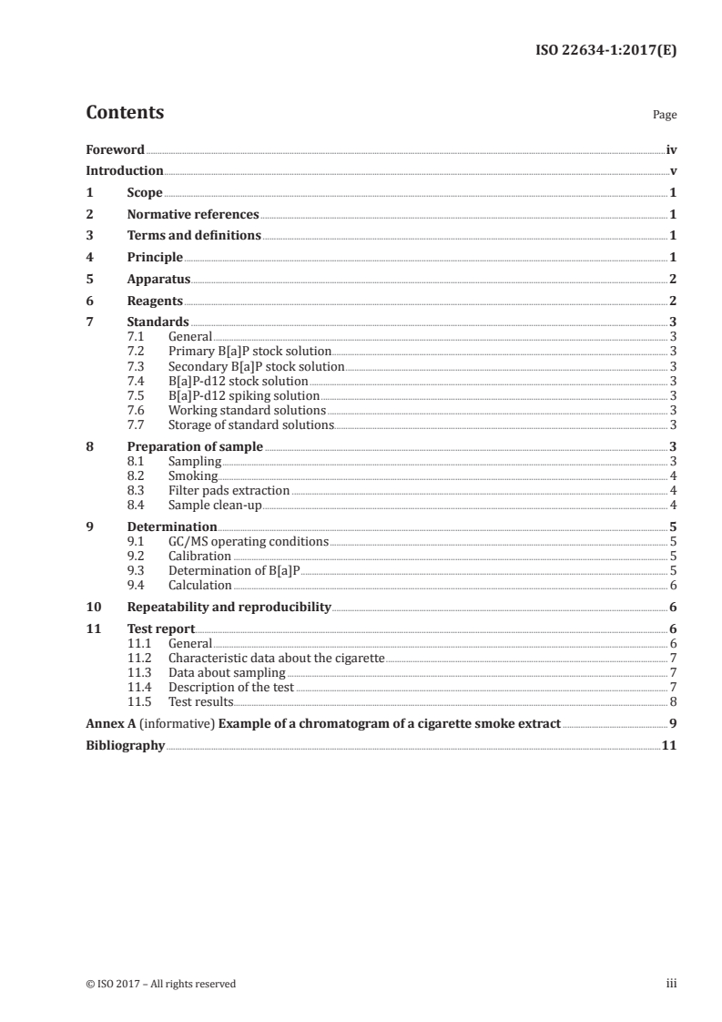 ISO 22634-1:2017 - Cigarettes — Determination of benzo[a]pyrene in cigarette mainstream smoke using GC/MS — Part 1: Method using methanol as extraction solvent
Released:12/1/2017