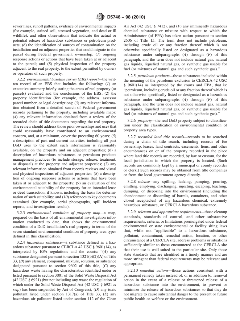 ASTM D5746-98(2010) - Standard Classification of Environmental Condition of Property Area Types for Defense Base Closure and Realignment Facilities