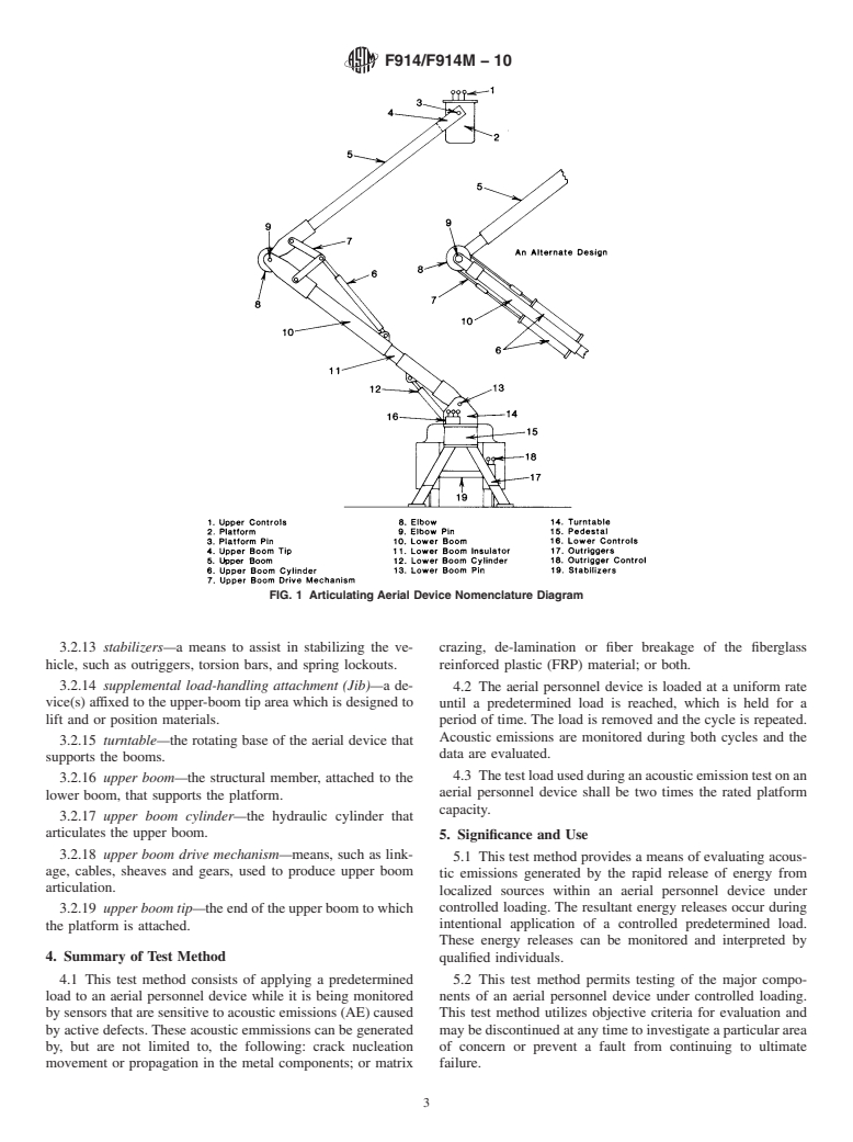 ASTM F914/F914M-10 - Standard Test Method for  Acoustic Emission for Aerial Personnel Devices Without Supplemental Load Handling Attachments