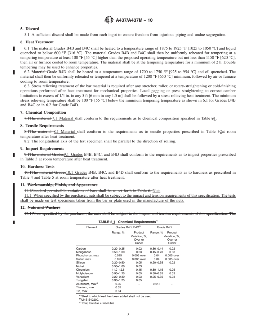 REDLINE ASTM A437/A437M-10 - Standard Specification for  Stainless and Alloy-Steel Turbine-Type Bolting Specially Heat Treated for High-Temperature Service