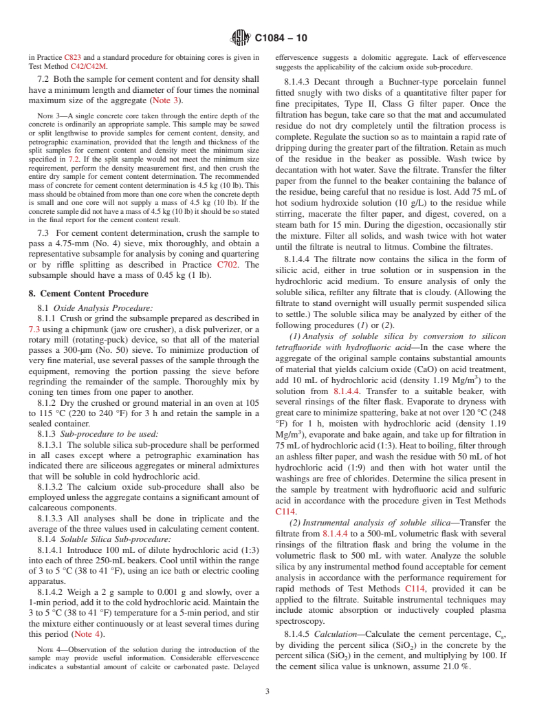 ASTM C1084-10 - Standard Test Method for Portland-Cement Content of Hardened Hydraulic-Cement Concrete (Withdrawn 2019)