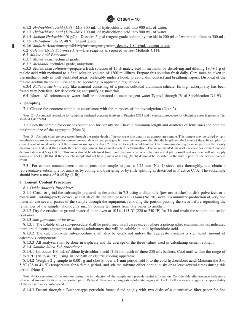 REDLINE ASTM C1084-10 - Standard Test Method for Portland-Cement Content of Hardened Hydraulic-Cement Concrete (Withdrawn 2019)