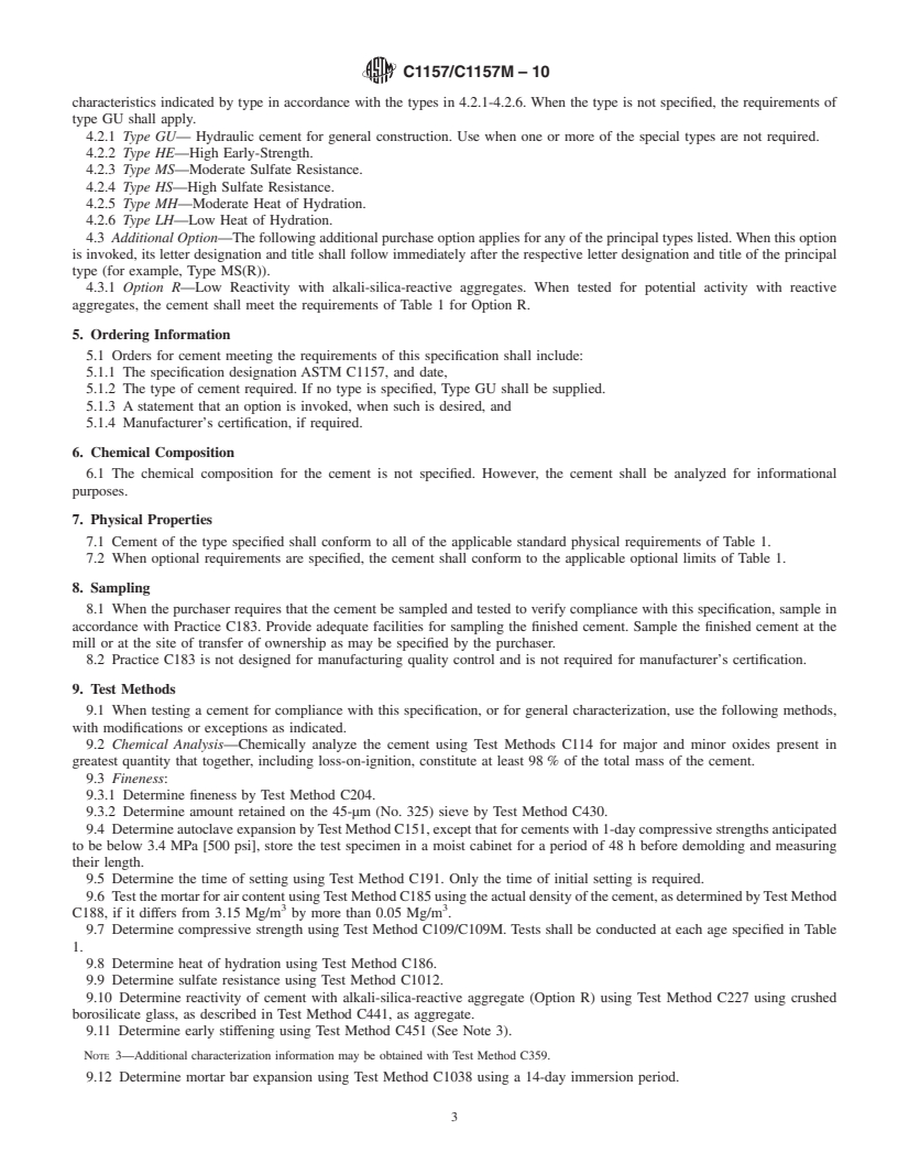 REDLINE ASTM C1157/C1157M-10 - Standard Performance Specification for  Hydraulic Cement