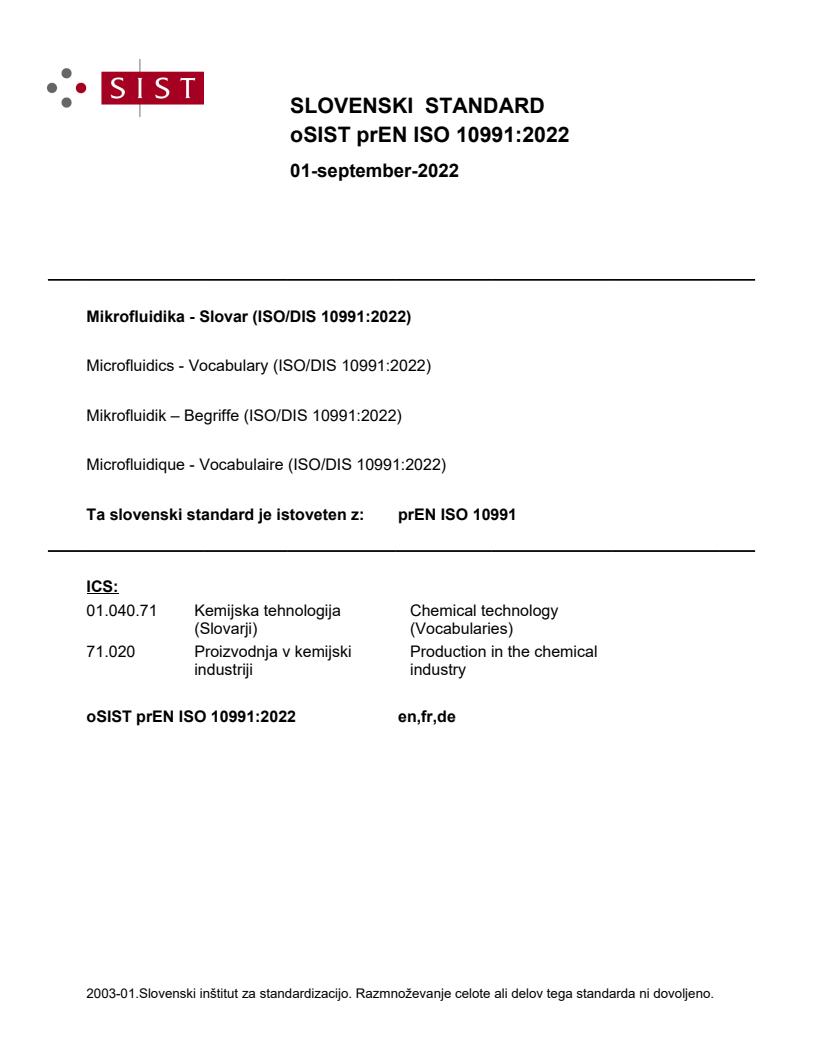 prEN ISO 10991:2022 - BARVE