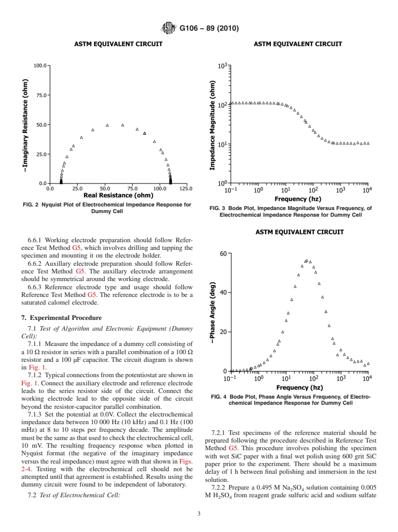 ASTM G106-89(2010) - Standard Practice for Verification of Algorithm and Equipment for Electrochemical Impedance Measurements