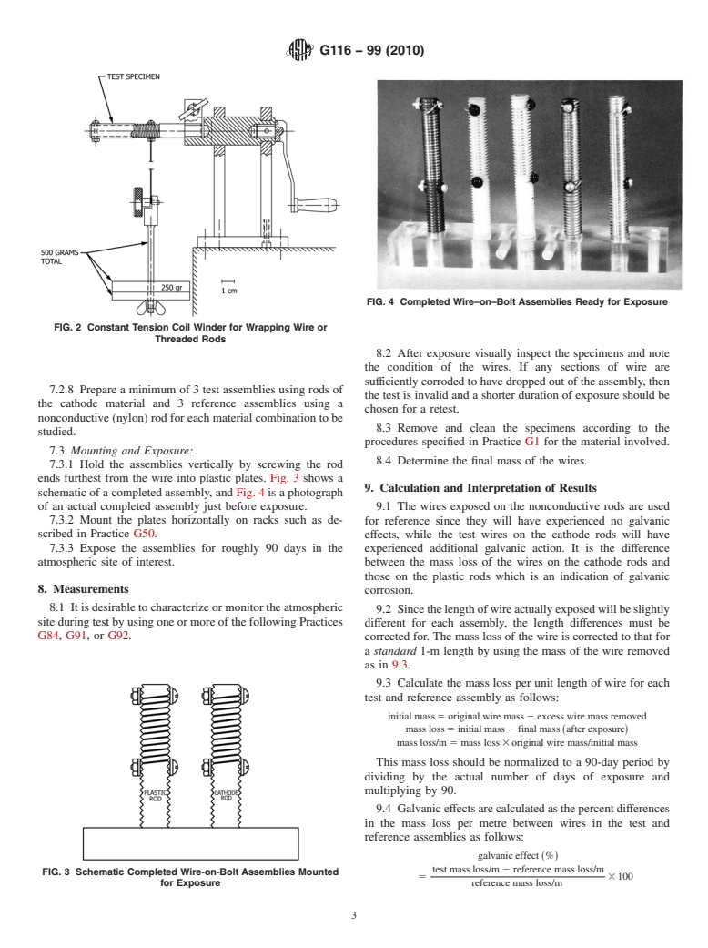 ASTM G116-99(2010) - Standard Practice for Conducting Wire-on-Bolt Test for Atmospheric Galvanic Corrosion