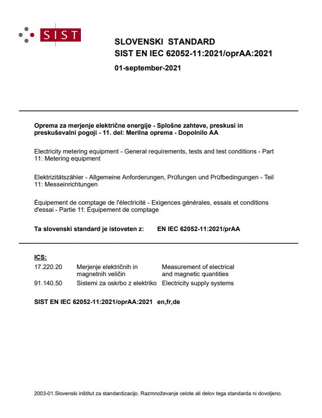 SIST EN IEC 62052-11:2021/oprAA:2021