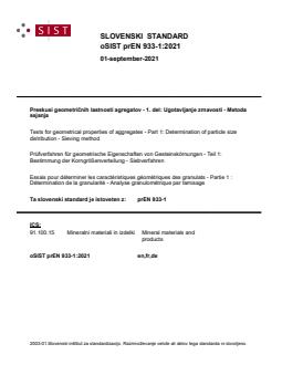 kSIST FprEN 933-1:2025 oSIST prEN 933-1:2021 - Page 1 preview