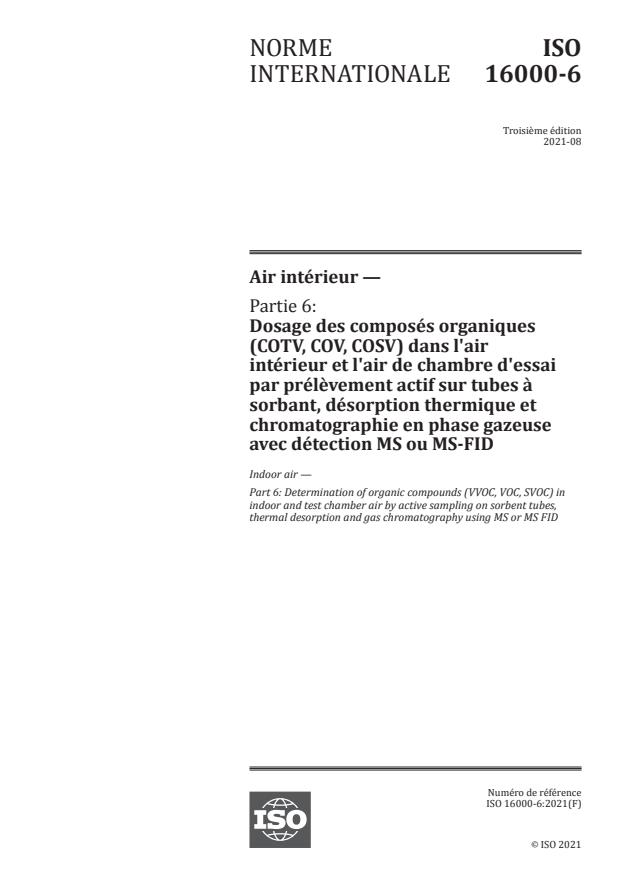 ISO 16000-6:2021 - Air intérieur