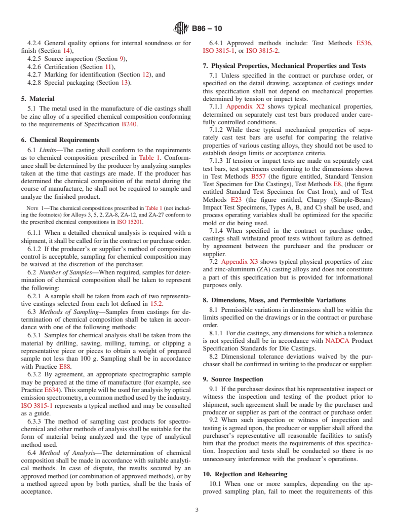 ASTM B86-10 - Standard Specification for Zinc and Zinc-Aluminum (ZA) Alloy Foundry and Die Castings