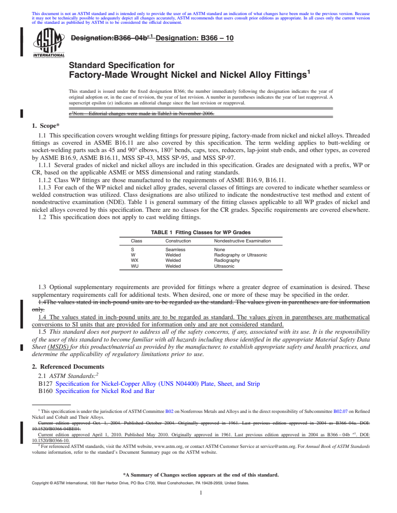 ASTM B366-10 - Standard Specification For Factory-Made Wrought Nickel ...