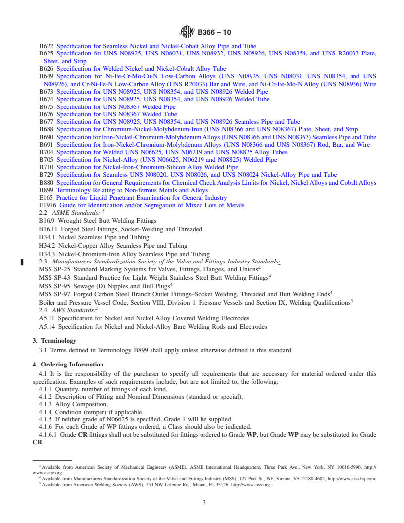 REDLINE ASTM B366-10 - Standard Specification for Factory-Made Wrought Nickel and Nickel Alloy Fittings
