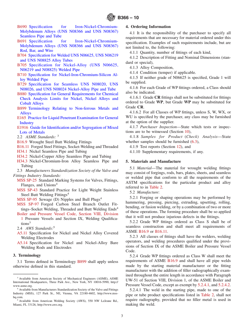 ASTM B366-10 - Standard Specification for Factory-Made Wrought Nickel and Nickel Alloy Fittings